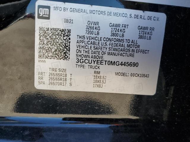 2021 CHEVROLET SILVERADO - 3GCUYEET0MG445690