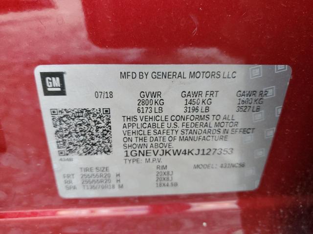 2019 CHEVROLET TRAVERSE H 1GNEVJKW4KJ127353
