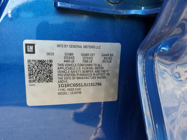 2018 CHEVROLET VOLT LT 1G1RC6S51JU151796