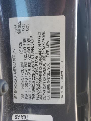 2016 HONDA CR-V TOURI - 5J6RM4H97GL079868
