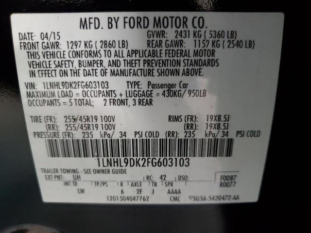 2015 LINCOLN MKS - 1LNHL9DK2FG603103