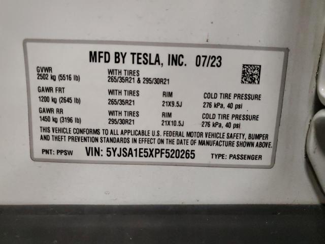 2023 TESLA MODEL S - 5YJSA1E5XPF520265