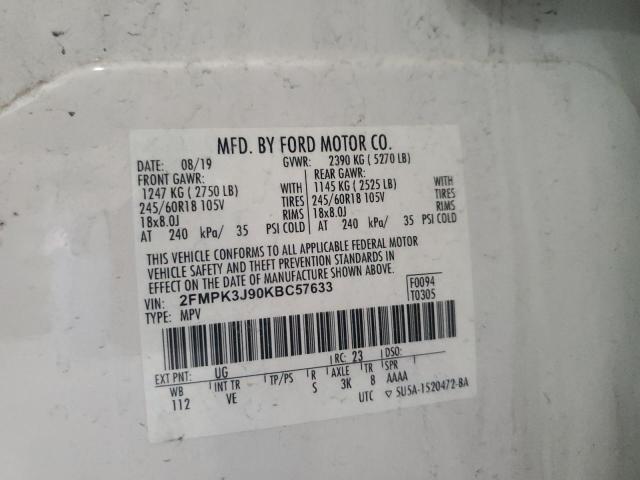 2019 FORD EDGE SEL - 2FMPK3J90KBC57633