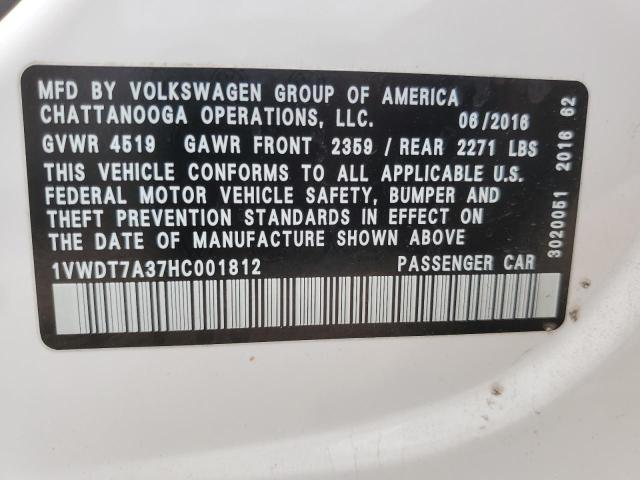 2017 VOLKSWAGEN PASSAT R-L - 1VWDT7A37HC001812