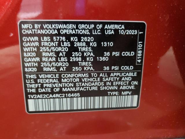 2024 VOLKSWAGEN ATLAS CROS - 1V2AE2CA4RC216465