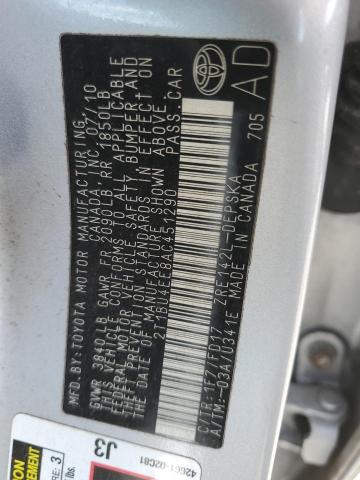 2010 TOYOTA COROLLA BA - 2T1BU4EE8AC451290