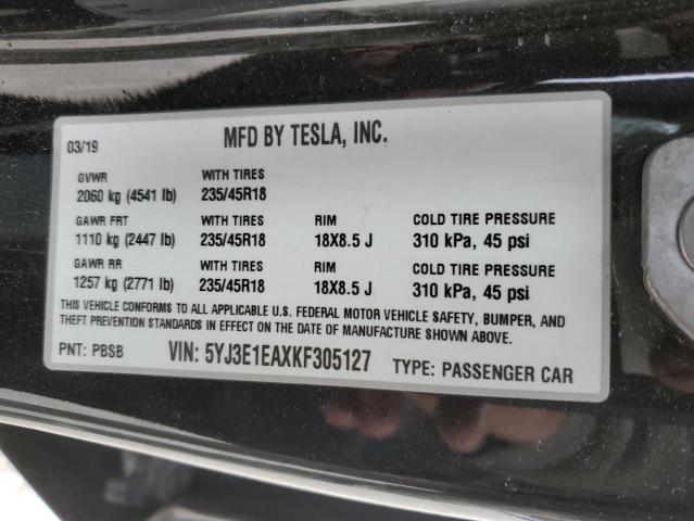 2019 TESLA MODEL 3 - 5YJ3E1EAXKF305127