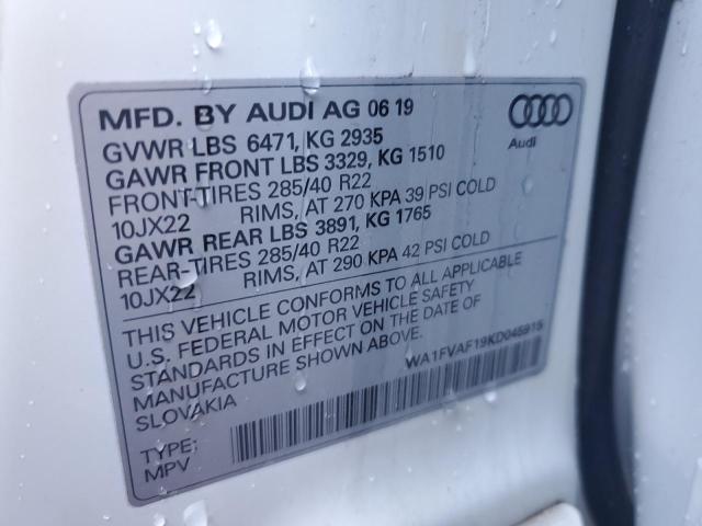 2019 AUDI Q8 PRESTIG WA1FVAF19KD045915