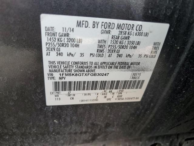 2015 FORD EXPLORER S - 1FM5K8GTXFGB30247