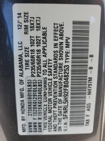 2015 HONDA ODYSSEY TO - 5FNRL5H92FB048253