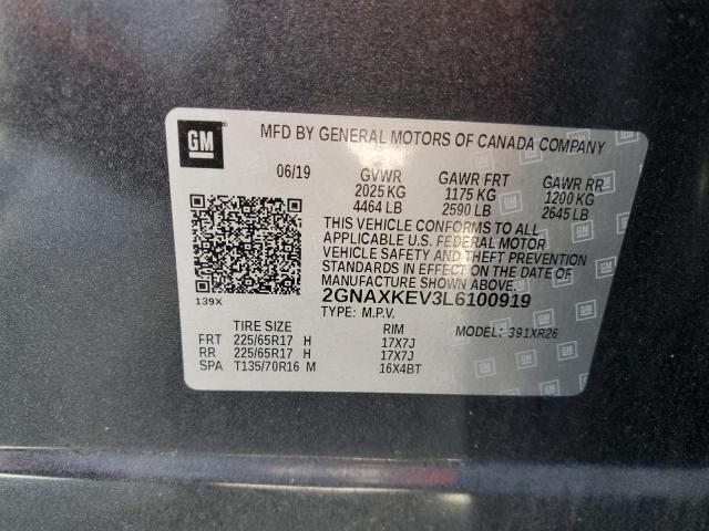 2020 CHEVROLET EQUINOX LT - 2GNAXKEV3L6100919