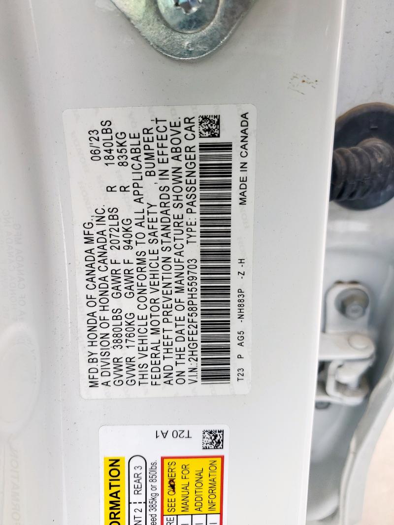 2023 HONDA CIVIC SPOR - 2HGFE2F58PH559703