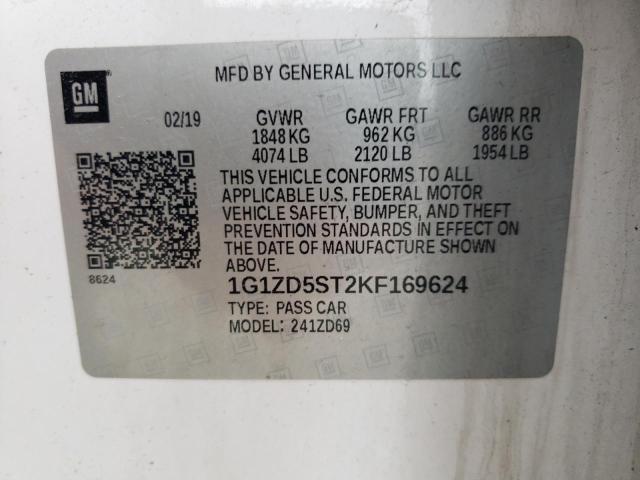 2019 CHEVROLET MALIBU LT - 1G1ZD5ST2KF169624