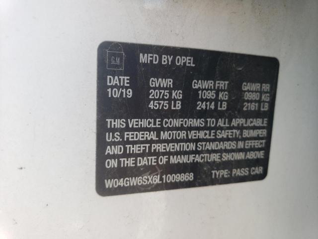 2020 BUICK REGAL AVEN W04GW6SX6L1009868