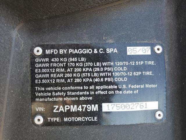 2007 PIAGGIO MP3 ZAPM479M175002761