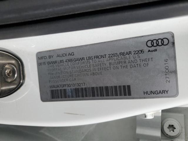 2016 AUDI A3 PREMIUM WAUA7GFF3G1013217