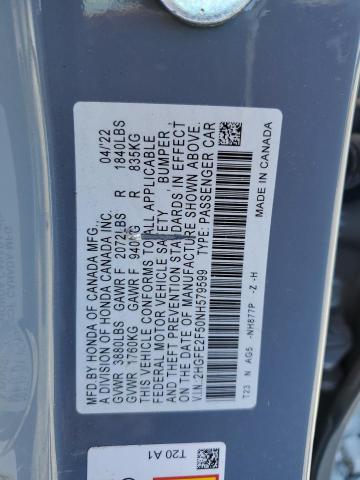 2022 HONDA CIVIC SPOR - 2HGFE2F50NH579599