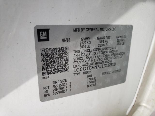 2018 CHEVROLET COLORADO L - 1GCGTCEN7J1316910