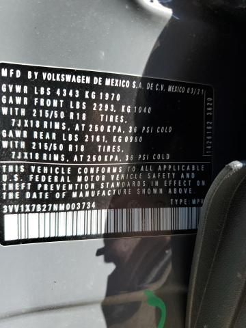 2022 VOLKSWAGEN TAOS SEL - 3VV1X7B27NM003734