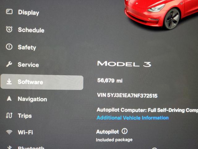 2022 TESLA MODEL 3 - 5YJ3E1EA7NF372515