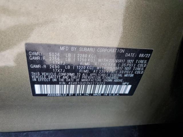 2022 SUBARU OUTBACK WI 4S4BTGUD3N3279323