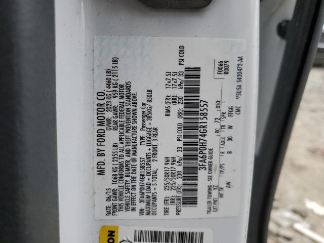 2016 FORD FUSION SE - 3FA6P0H74GR158557