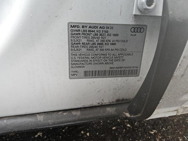 2022 AUDI SQ7 PREMIU WA1AWBF70ND015742