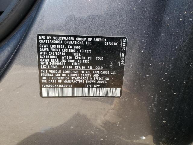 2018 VOLKSWAGEN ATLAS SE 1V2CP2CAXJC595138