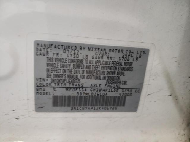 2018 NISSAN VERSA S - 3N1CN7AP1JK406725