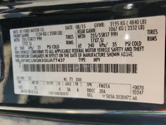 2016 FORD ESCAPE SE - 1FMCU9G93GUA77437