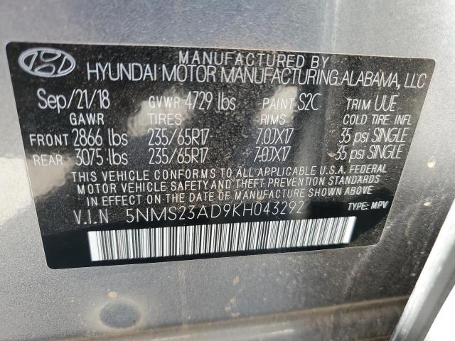 2019 HYUNDAI SANTA FE S - 5NMS23AD9KH043292