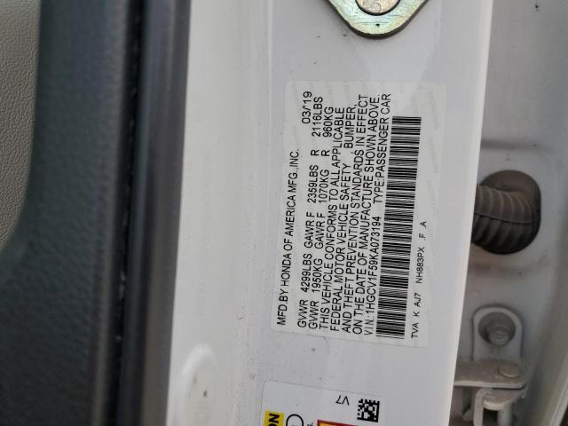 2019 HONDA ACCORD EXL - 1HGCV1F59KA073194