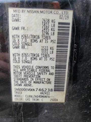 1N6DD0EV6KN746238 2019 NISSAN FRONTIER