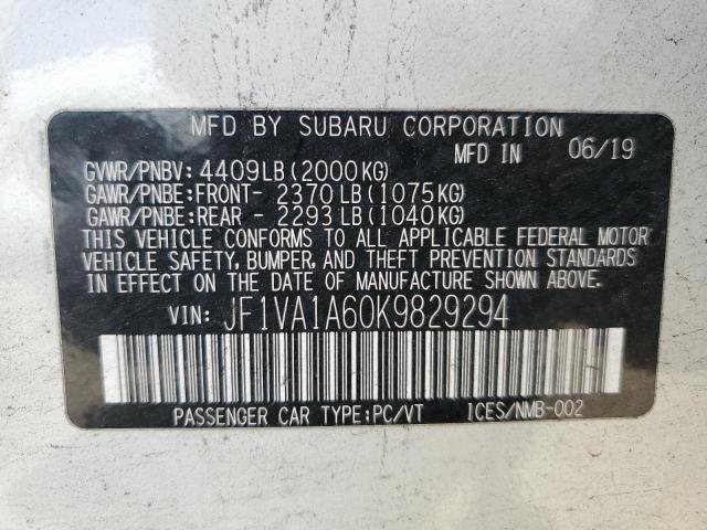 2019 SUBARU WRX JF1VA1A60K9829294
