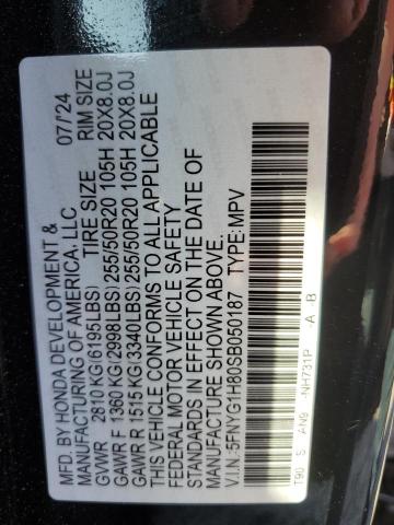 2025 HONDA PILOT ELIT 5FNYG1H80SB050187