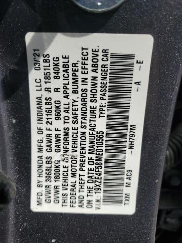 2021 HONDA INSIGHT EX 19XZE4F58ME010565