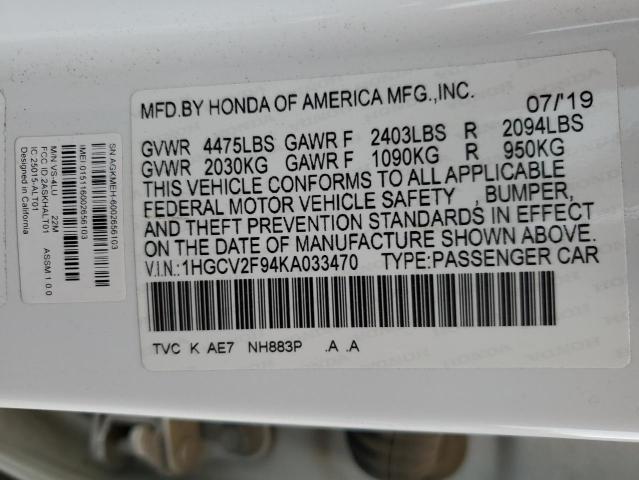 2019 HONDA ACCORD TOU - 1HGCV2F94KA033470