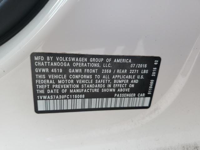 2015 VOLKSWAGEN PASSAT S - 1VWAS7A39FC115068