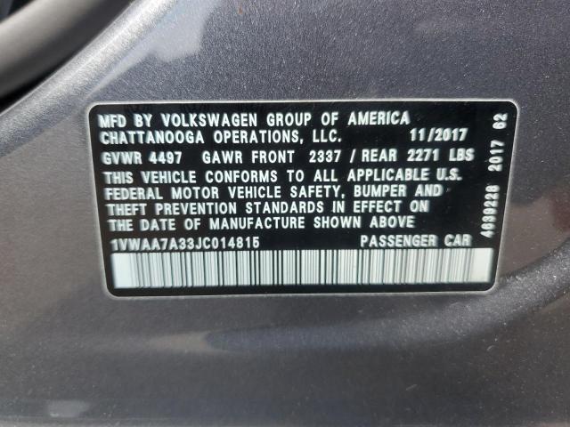 2018 VOLKSWAGEN PASSAT S 1VWAA7A33JC014815