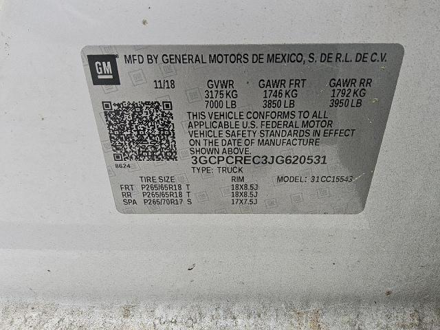 2018 CHEVROLET SLVRD 1500 - 3GCPCREC3JG620531