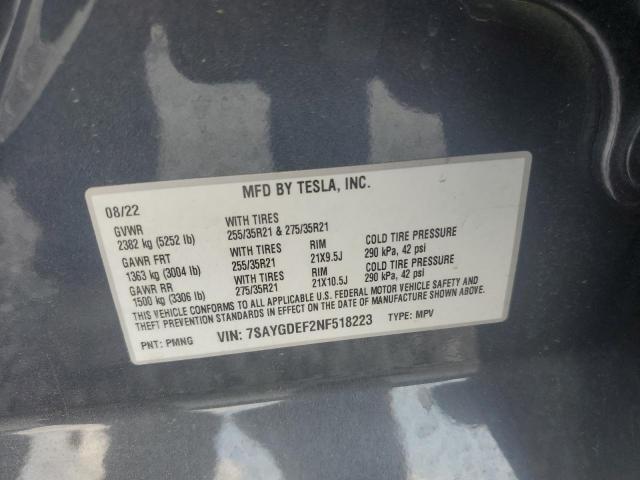 2022 TESLA MODEL Y - 7SAYGDEF2NF518223