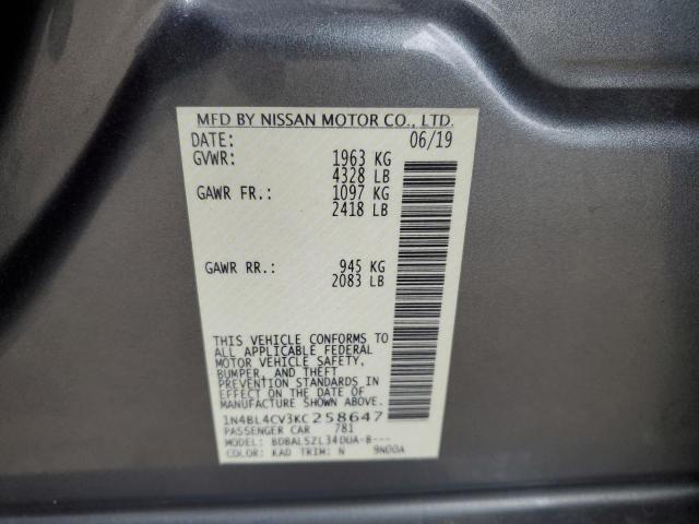 2019 NISSAN ALTIMA SR - 1N4BL4CV3KC258647