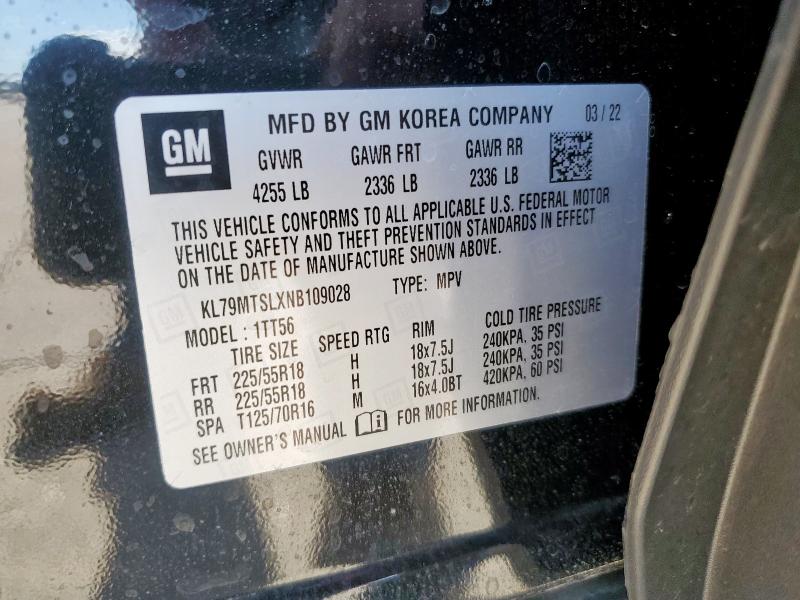 2022 CHEVROLET TRAILBLAZE KL79MTSLXNB109028