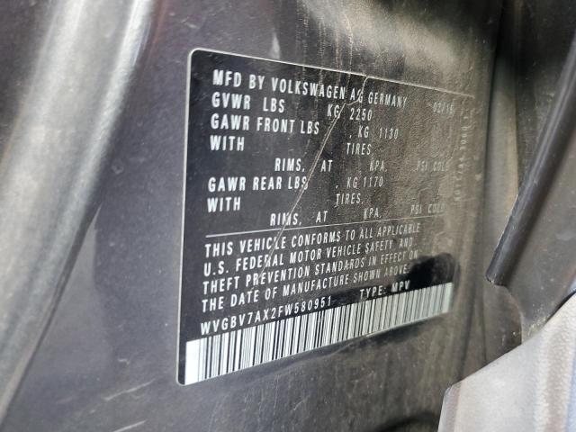 2015 VOLKSWAGEN TIGUAN S - WVGBV7AX2FW580951