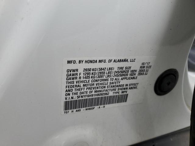 2017 HONDA PILOT TOUR - 5FNYF6H91HB092062