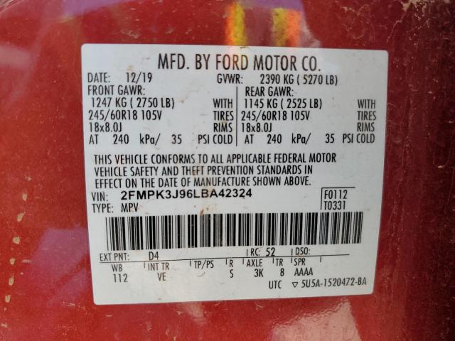 2020 FORD EDGE SEL - 2FMPK3J96LBA42324