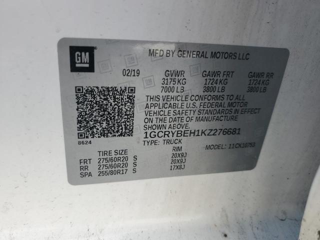 2019 CHEVROLET SILVERADO - 1GCRYBEH1KZ276681