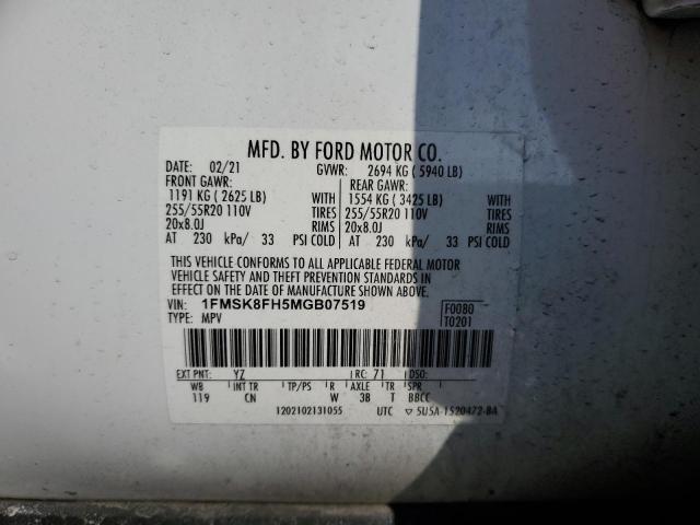 2021 FORD EXPLORER L - 1FMSK8FH5MGB07519