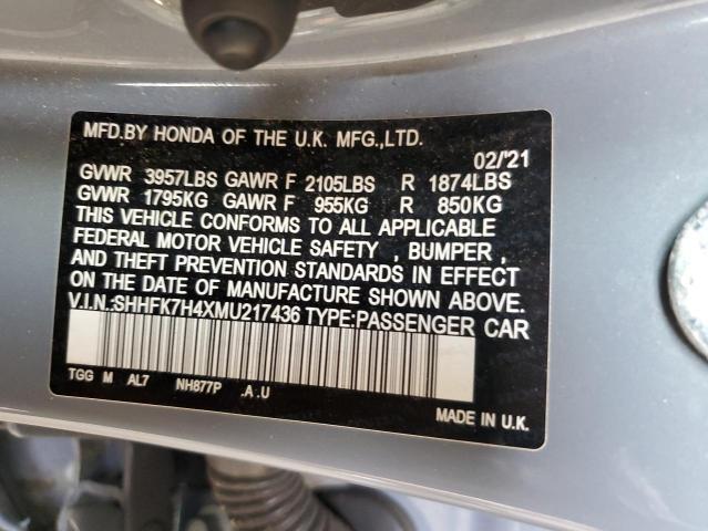 2021 HONDA CIVIC SPOR - SHHFK7H4XMU217436