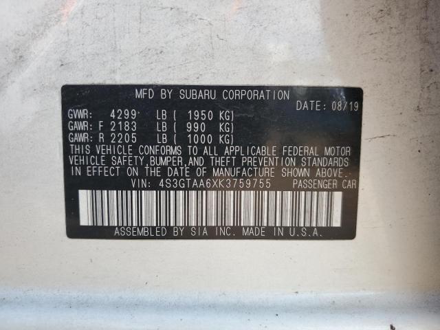 2019 SUBARU IMPREZA - 4S3GTAA6XK3759755